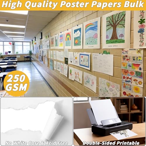 100 Pcs 14 x 18 In Poster Board White Poster Board Paper Bulk 250 GSM Thickness Vision Boards Smart PosterBoard for Drawing School Arts Craft Projects Presentations Scrapbooking Blank Graphic Display - color: white, size: 14 x 18 in-100 sheets