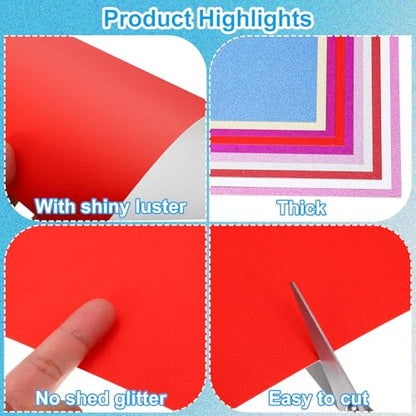 PATIKIL 10 Sheets Red Glitter Cardstock Paper, A4 250gsm Rectangle Premium Sparkly Paper Craft Cardstock Paper for Scrapbook Card Making DIY Art Projects Wedding Party - color: Red, size: A4