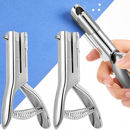 Chumia 2 Pcs Heavy Duty Hole Punch 2" Long Reach 1/8 Inch Paper Single One Hole Puncher Deep Throat Reduced Effort Hand Held Alloy Punch for ID PVC Cards 5 Inch Tall 25 Sheet Capacity - size: 1/8 Inch Diameter