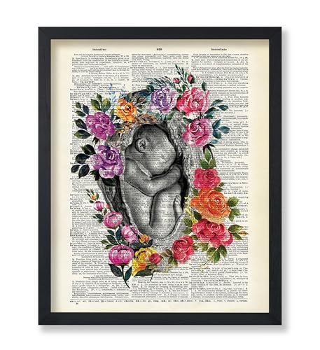 Poster Master Flowery Embryo Print - Anatomy Poster - Dictionary Art - Gift for Him, Her, Nurse, Doctor - Floral Decor for Bedroom, Office, Living Room - 11x14 UNFRAMED Wall Art - color: Style-01, size: 11"L x 14"W