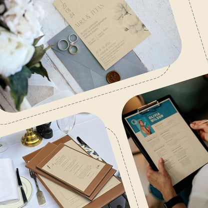 100 Sheets Cream Parchment Paper, Goefun Off White Parchment Cardstock 8.5 x 11, 65lb Cover (180 gsm) Ivory Blank Certificate Paper Cardstock for Invitations, Crafts, Menus, DIY Cards - color: Beige