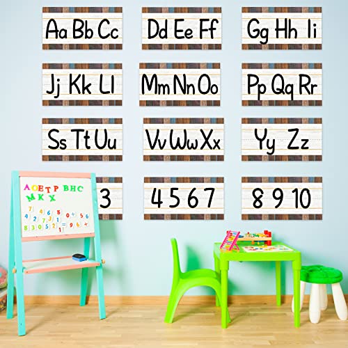 12 Pieces Alphabet Bulletin Board Strips Set Alphabet Line ABC Alphabet Banner & Number Border Posters for Preschool Kindergarten Classroom Playroom Bedroom (Industrial Chic) - style: Industrial Chic