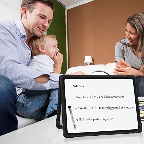 Small Dry Erase White Board Double-Sided Magnetic Portable White Board Desktop Foldable Tabletop Whiteboard Easel for Home, Office, Classroom - size: desktop 16"x12" black