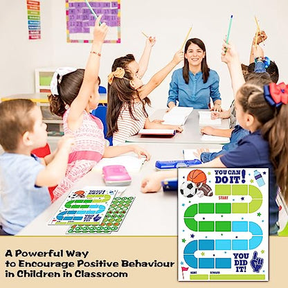 10 Sports Reward Chart with 216 Round Stickers, Incentive Behavior Chart for Kids at Home Classroom, Kids Routine Daily Chore Sticker Chart-A14 - style: Sports Reward Chart with