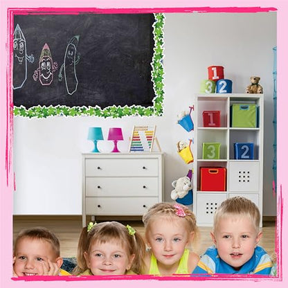 60 Feet Bulletin Board Borders, Scalloped Rolled Border Trim with Ivy Leaves Patterns for School, Classroom & Offices - color: Lvy Leaves