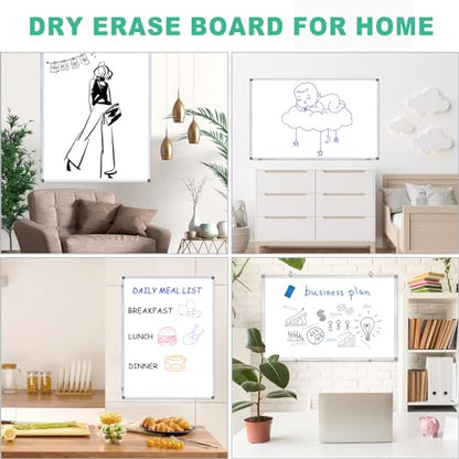 H-Qprobd 4' x 3' Whiteboard Dry Erase White Board for Wall 48x36 (2pcs) Magnetic Boards for Office Classroom & Home, Small Wall Whiteboard Including 6 Markers, 20 Magnets, 2 Erasers - size: 48"x36"(2pcs)
