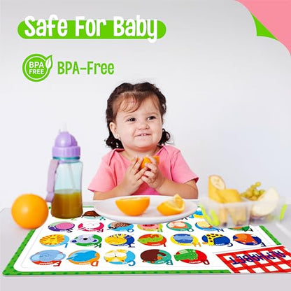 6 Pack Placemats for Kids, Non-Slip Washable, Reusable Alphabet, Number, Shape & Color, Universe, Map Themed Educational Placemats for Home, Kindergarten, Classroom, Nursery - style: Style-A