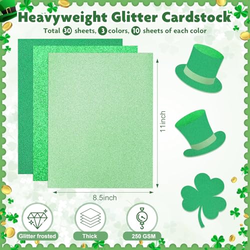 60Sheets Green Cardstock 8.5x11" Glitter Card Stocks Dark Green Scrapbook Paper Light Green Construction Paper for Crafts Invitations Greeting Cards Making School Office Home Supplies - color: Green