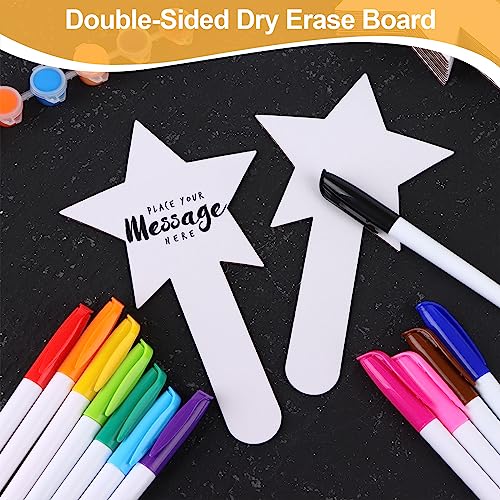 50 Pieces Star Shape Dry Erase Answer Paddles Handheld Double Sided Paddles Mini White Boards Small Dry Erase Board Auction Paddles for Students Teacher Classroom Bidding Voting Score Boards