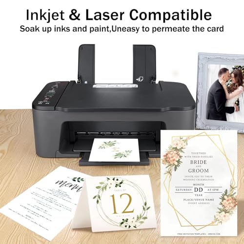 100 Sheets White Cardstock 8.5 x 11 Certificate Paper, Goefun White Card Stock Printer Paper for Invitations, Menus, Wedding, DIY Cards - color: white