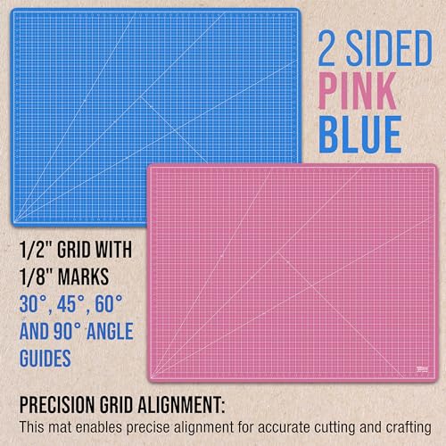 U.S. Art Supply 36" x 48" Self-Healing Cutting Mat 5-Ply - Double-Sided Pink/Blue Craft Mat, Non-Slip Cutting Mats for Crafts, Sewing, Quilting, Scrapbooking - color: Pink/Blue