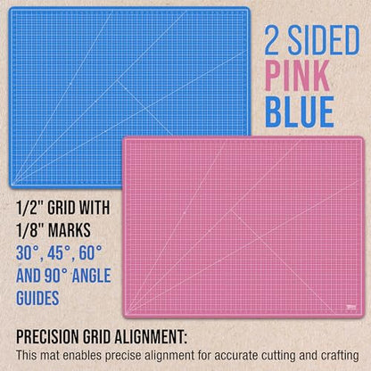U.S. Art Supply 36" x 48" Self-Healing Cutting Mat 5-Ply - Double-Sided Pink/Blue Craft Mat, Non-Slip Cutting Mats for Crafts, Sewing, Quilting, Scrapbooking - color: Pink/Blue