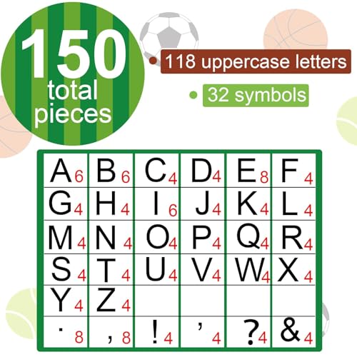 150 PCS Large 6" Bulletin Board Letters Set, Sports Party Football Soccer Classroom Alphabet Cutout Letter for Bulletin Board Display School, A Great Helper to Inspire Students' Learning Interest - style: Sports