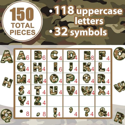 150PCS Large 6" Bulletin Board Letters Set, Camouflage Themed Classroom Alphabet Cutout Letter for Bulletin Board Display Home School, A Great Helper to Inspire Students' Learning Interest - style: Camouflage Themed