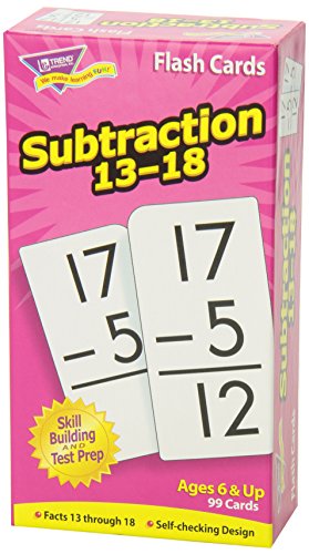 Trend Enterprises: Subtraction 13-18 Skill Drill Flash Cards, Exciting Way for Everyone to Learn, Self-Checking Design, Great for Skill Building and Test Prep, 99 Cards Included, Ages 6 and Up