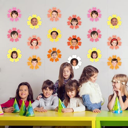 60pcs Spring Theme Flower Cutouts Boho Daisy Bulletin Board Decoration Back to School Flower Paper Cut-Outs Classroom Decor for Kids Classroom DIY Craft Photo Kindergarten Preschool Wall Door Supplies - style: Spring Boho Daisy Flower