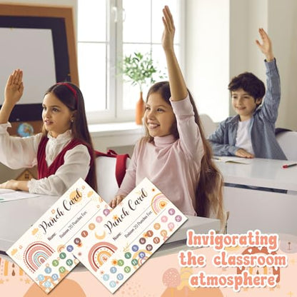 Fumete 400 Pcs Punch Cards for Classroom Reward Cards Behavior Incentive Loyalty Awards for Kids Students Teachers School Business, 8 Styles, 3.5 x 2 in(20 Boho Punches Style) - style: 20 Boho Punches Style