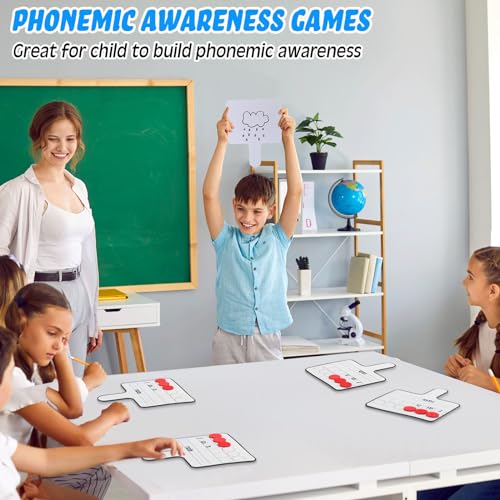 Seajan 9 Pcs Magnetic Paddle Set Education Dry Erase Double Side Handheld Answer Board with Magnetic Counters Discs Phonemic Awareness Phonics Games Toy for Students Kids Teaching Supply (Black) - color: Black