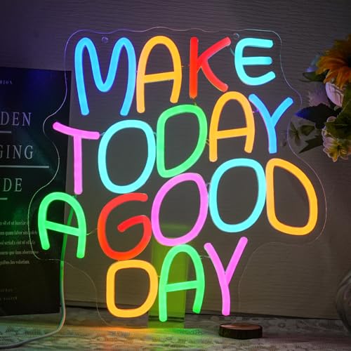 Make Today A Good Day Neon Sign Colorful Letter Neon Light for Wall Decor Inspirational Words Led Neon Signs for Bedroom Calssroom Office Decoration - style: Make Today A Good Day