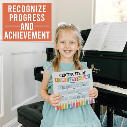 Award Certificates for Students -25 Certificate of Achievement Awards, Gold Star Certificate Paper, Preschool Graduation Certificates for Kids, Kindergarten Diploma, Star Student Honor Roll - style: Colorful Pencil