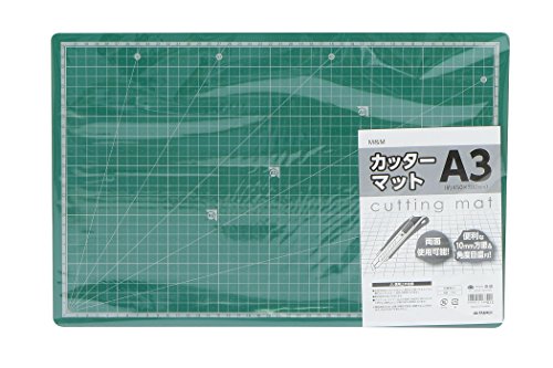 Takagi A3 Cutter Mat, Green, Approx. 17.7 x 11.8 inches (450 x 300 mm), M&M [Can be used on both sides] [Convenient square & precision scale] Work Bench DIY Cutter Craft Stationery Cutting Cutting