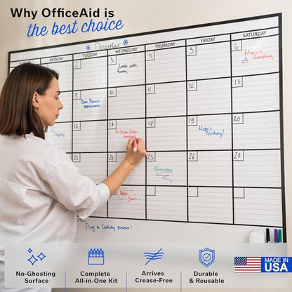 Large Dry Erase Calendar for Wall 36x48, Big Classroom Giant Month, Undated Reusable Family Monthly, Rolled Whiteboard White Board, Calendar Dry Erase Planner for Wall Erasable Large Office 48x36 - size: Large (36 x 48 inch)
