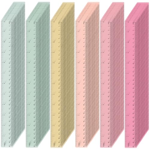 120 Pcs Clear Plastic Ruler Bulk 12'' Colorful Ruler for Classroom with Inch Centimeter for Teacher Student Back School Office Supplies Tool Operation Measuring Drawing(Vintage Colors) - color: Vintage Colors