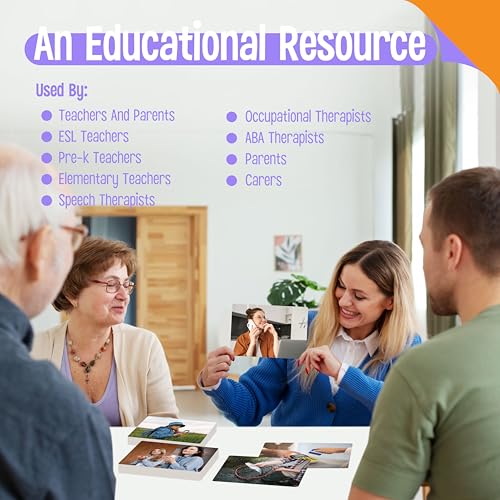 100 Verb Flashcards, Picture & Word Cards Action Language Builder Visual Aid Language Learning Tool for Autism, ESL Teaching Materials for Adults, Non-Verbal Children Vocabulary Builder for Kids - style: 100 Verb Flashcards