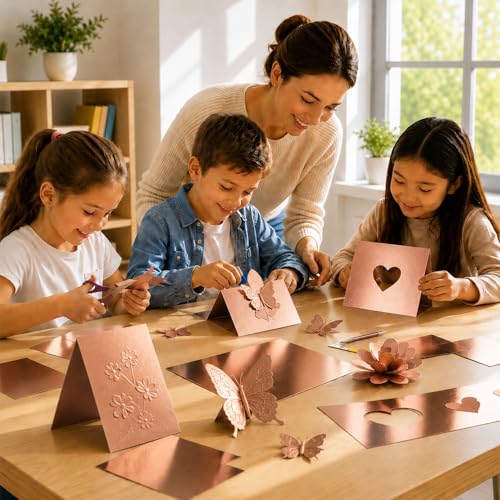 25 Sheets Metallic Rose Gold Cardstock Paper Cardstock 8.5 x 11 Shimmer Sheets 250gsm/92lb Heavyweight Scrapbook Paper for Certificates, Invitations, Greeting Cards, Crafts, Graduations - color: Rose Gold