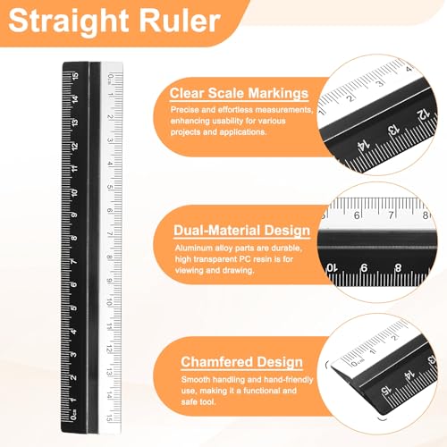 HARFINGTON Folding and Straight Ruler Kit 30/15cm Metric Aluminum Alloy Plastic Protractor Foldable Angle Ruler for Home Classroom Office, Blue - color: Blue