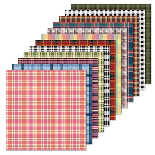 Plaid Tartan Flannel 12x12 in Double Sided Paper Pad Pack Scrapbook Cardstock Decorative Paper - 36 Sheets - for Boys Card Making Origami Decorative Scrapbooking Supplies