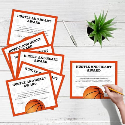 Basketball Award Certificates, 25 Pcs Basketball Ceremony Certificate, Sports Certificates of Achievement for Student Coach Kids, Sports Team Party Activities Supplies -A11 - style: Basketball