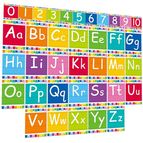 Adduster Bulletin Board Alphabet - ABC Alphabet Poster Classroom Decorating Set Preschool English Poster Kindergarten Elementary Classroom Wall Decor Daycare Homeschool Supplies (Colorful) - color: Colorful