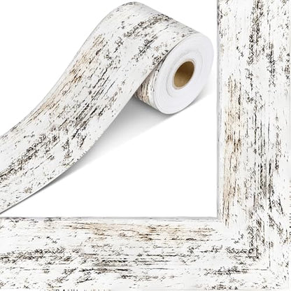 Outus 68ft Vinatge Frame Bulletin Board Border Die-Cut Straight Rolled Picture Frame Border Trim for School Classroom Bulletin Board Decoration for Chalkboard Home Office Party Deco(Distressed White) - style: Distressed White