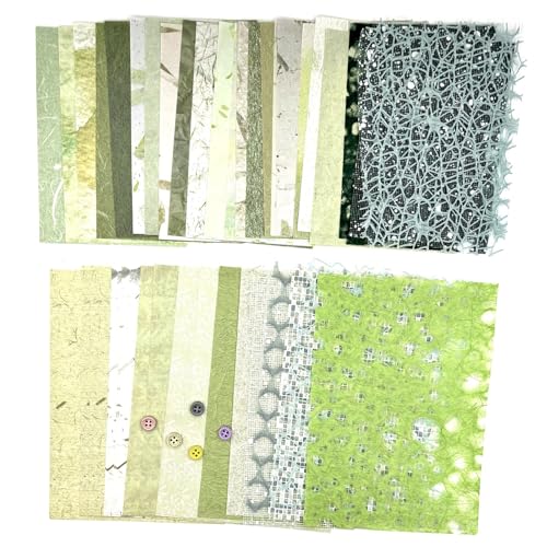 Textured Scrapbook Paper Mesh Fabric - Junk Journal Supplies Assorted Set 51 Sheets Mixed Scrapbooking Materials Boho Cardstock Aesthetic Decoupage Paper for Crafts