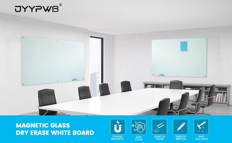 Glass Whiteboard Magnetic Glass Dry Erase WhiteBoard 72"x48", Frosted Surface Glass White Board Wall Mounted for Office School Home - color: 72*48 White Frosted