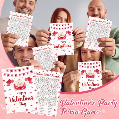 30 Players Valentine's Party Games for Adults Family Office Large Groups, Valentine Parties Word Search Game Card with Answer Key, Valentines Day Classroom Activities Party Favor (Valentines Search) - style: Valentines Search