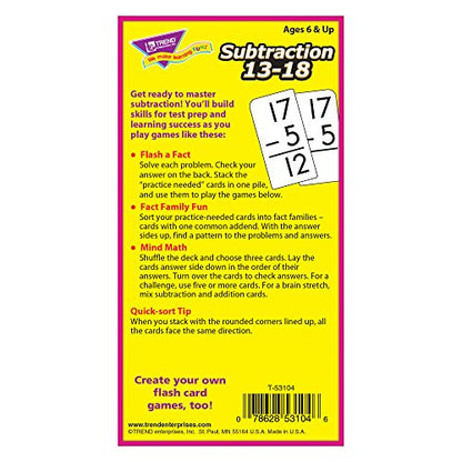 Trend Enterprises: Subtraction 13-18 Skill Drill Flash Cards, Exciting Way for Everyone to Learn, Self-Checking Design, Great for Skill Building and Test Prep, 99 Cards Included, Ages 6 and Up