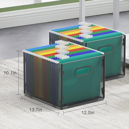samstar 2 Pack Hanging File Organizer, Mesh File Folder Box Filing Box File Cabinet Organizer Storage Boxes, Letter Size - size: 2 Pack