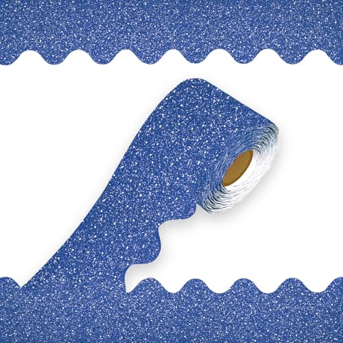 69Feet Bulletin Board Borders, Board Trims Shiny Decorative Border Trims Sparkle,Classroom Decor,Poster Board,Whiteboard,Wall Decoration,Party, Decoration with Classroom Border Panel(Deep Blue) ﻿ - color: Deep Blue
