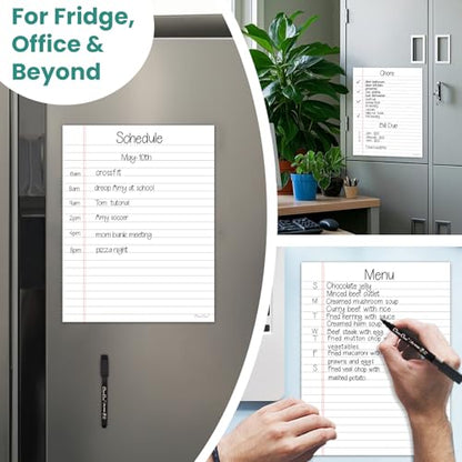 Magnetic Dry Erase Board – 8.5”x11” Reusable Lined Dry Erase List Board for Fridge 2 Pcs – Marker Included - style: White 2 Pcs