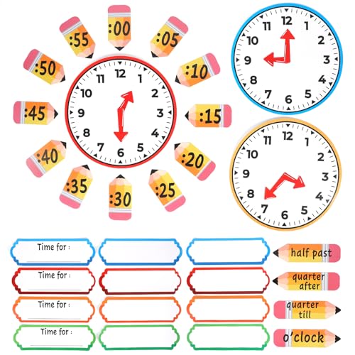 Color Telling Time Bulletin Board Decorations Classroom Decoration Analog Clock Practice Clock Cutouts Telling Time Teaching Clock for Kids Students Elementary Teacher Supplies - color: Color