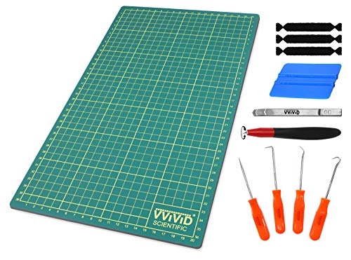 VViViD Green Self-Healing 14 Inches x 8.25 Inches Gridded & Ruled Cutting Mat For Arts, Crafts & Drafting Including Multi-Use Toolkit
