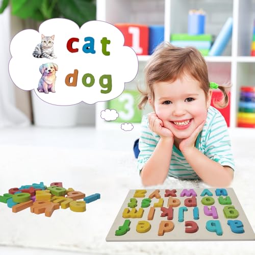 Kairsya Alphabet Puzzle - montessori Wooden Puzzles for Toddlers 1-5 | abc Alphabet Puzzles Learning Toys for toddlers toddler learning toys Preschool Educational Gift for kids Lowercase Letter Puzzle - style: Lowercase Letters Puzzle