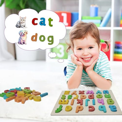 Kairsya Alphabet Puzzle - montessori Wooden Puzzles for Toddlers 1-5 | abc Alphabet Puzzles Learning Toys for toddlers toddler learning toys Preschool Educational Gift for kids Lowercase Letter Puzzle - style: Lowercase Letters Puzzle
