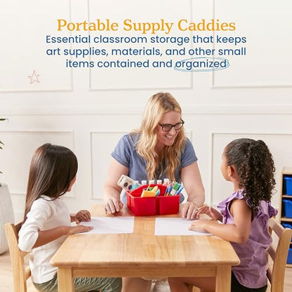 ECR4Kids 3-Compartment Small Plastic Caddy, Multipurpose Organization, Primary, 6-Pack - color: Primary