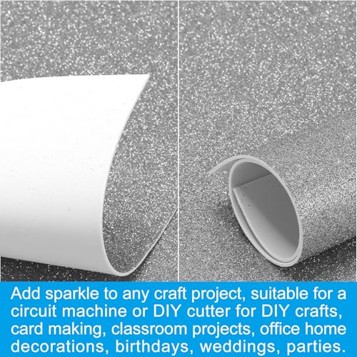 PATIKIL 2mm(1/10") Thick Adhesive Glitter Foam Sheet 16x24inch(40x60cm) Gray, EVA Shiny Foam Board for Craft, 6 Pcs - color: Gray