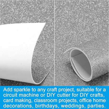 PATIKIL 2mm(1/10") Thick Adhesive Glitter Foam Sheet 16x24inch(40x60cm) Gray, EVA Shiny Foam Board for Craft, 6 Pcs - color: Gray