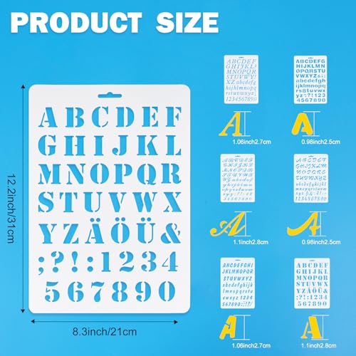 6 PCS Drawing Painting Stencils Scale Template Sets, Alphabet Letter Drawing Painting Stencils Scale Template for Scrapbooking, Card and Craft Projects