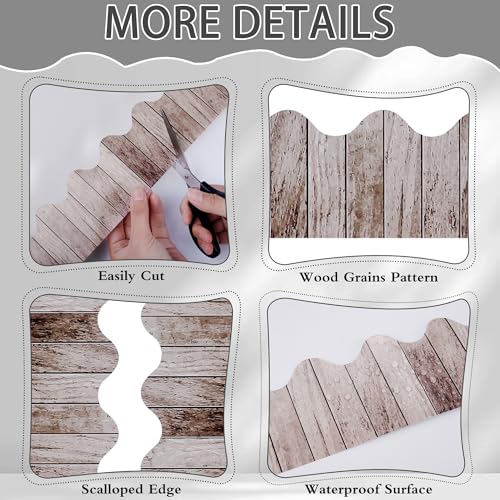 Aodaer 65.5 Feet Dark Wood Bulletin Board Borders Rustic Wood Scalloped Border Trims Back to School Bulletin Board Decorations for School Classroom Wall Decor - style: Dark Wood